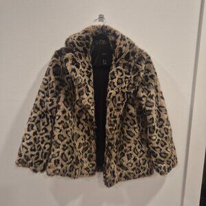 Forever 21 Faux Fur Leopard Print Jacket Small